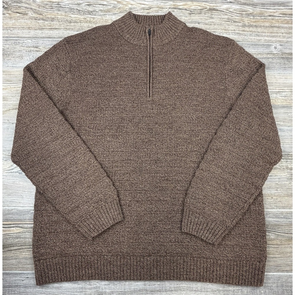 The Territory Ahead Pullover Sweater Men's XL Brown Soft Wool 1/4 Zip Career